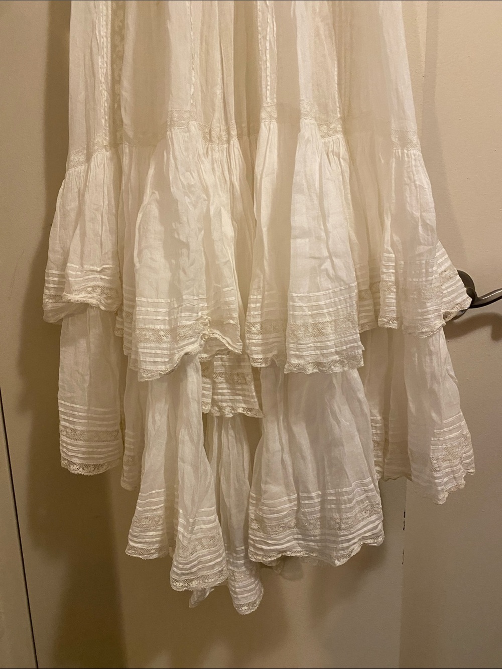Vintage Handmade White High Low Prairie Maxi Skirt XXS Cottagecore - Picture 11 of 16